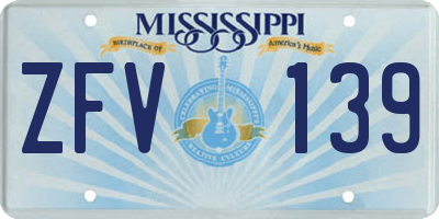 MS license plate ZFV139