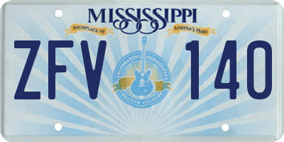 MS license plate ZFV140