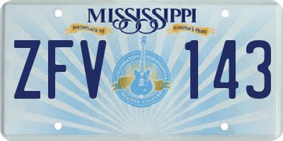 MS license plate ZFV143