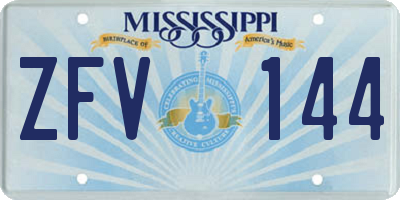 MS license plate ZFV144