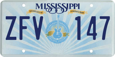 MS license plate ZFV147