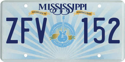 MS license plate ZFV152