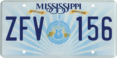 MS license plate ZFV156