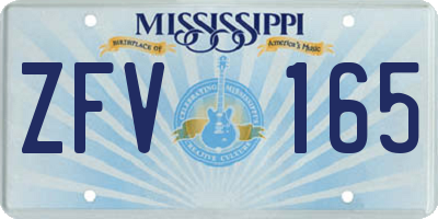 MS license plate ZFV165