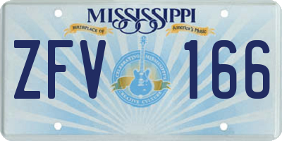 MS license plate ZFV166