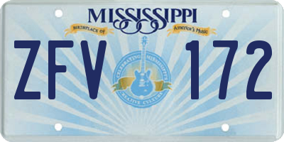 MS license plate ZFV172