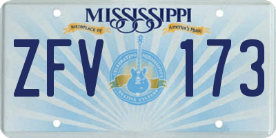 MS license plate ZFV173