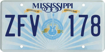MS license plate ZFV178