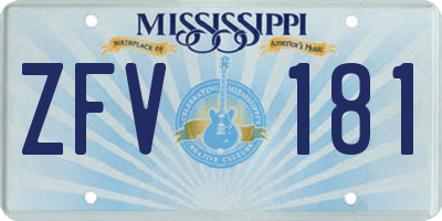 MS license plate ZFV181