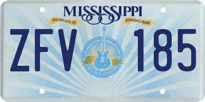 MS license plate ZFV185