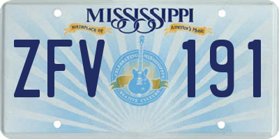 MS license plate ZFV191