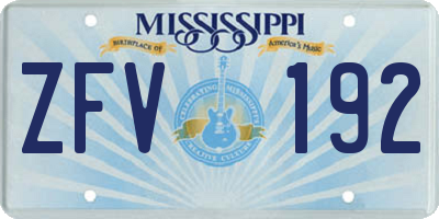 MS license plate ZFV192