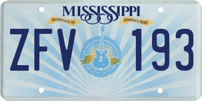 MS license plate ZFV193