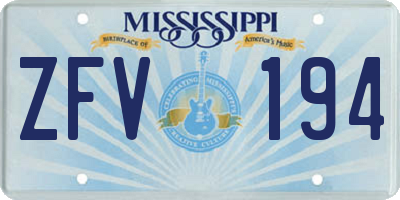 MS license plate ZFV194