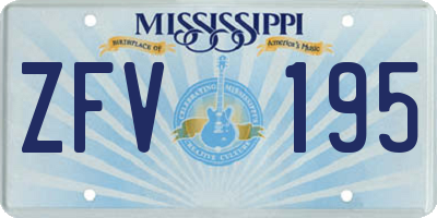 MS license plate ZFV195