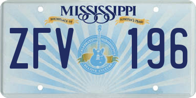 MS license plate ZFV196
