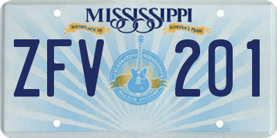 MS license plate ZFV201