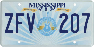 MS license plate ZFV207