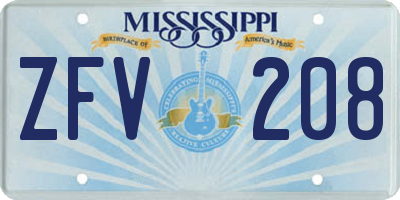 MS license plate ZFV208
