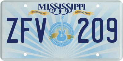 MS license plate ZFV209