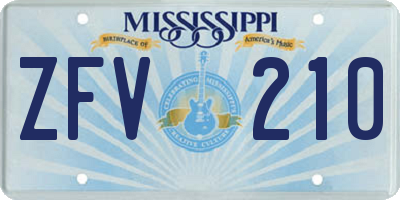 MS license plate ZFV210