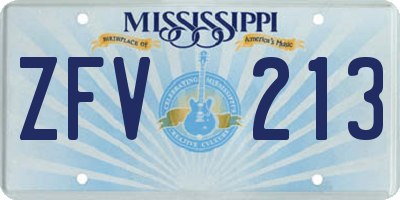 MS license plate ZFV213