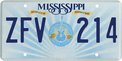 MS license plate ZFV214