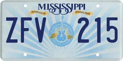MS license plate ZFV215