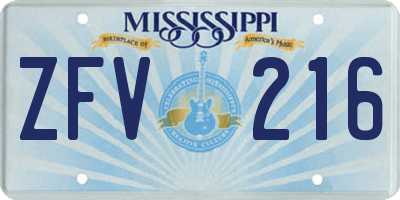 MS license plate ZFV216