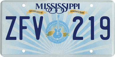 MS license plate ZFV219