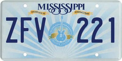 MS license plate ZFV221