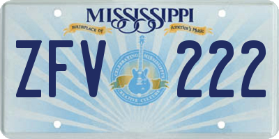 MS license plate ZFV222