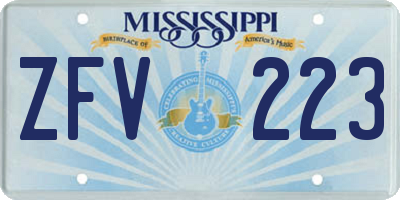 MS license plate ZFV223