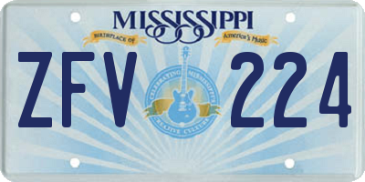 MS license plate ZFV224