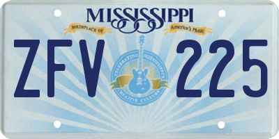 MS license plate ZFV225