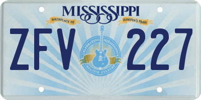 MS license plate ZFV227