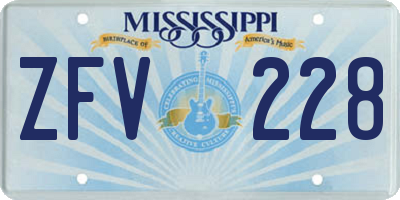 MS license plate ZFV228