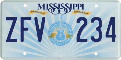 MS license plate ZFV234