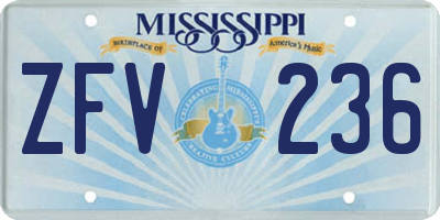 MS license plate ZFV236