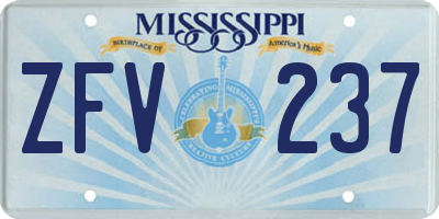 MS license plate ZFV237
