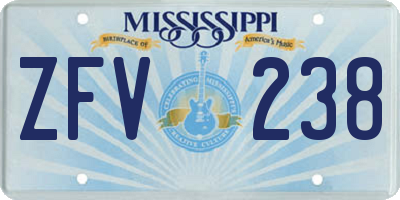 MS license plate ZFV238