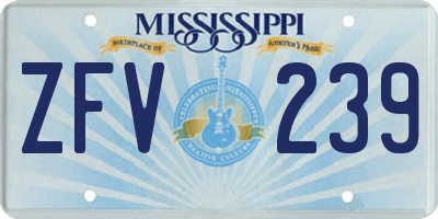 MS license plate ZFV239