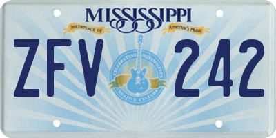 MS license plate ZFV242