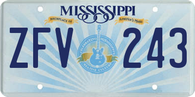 MS license plate ZFV243