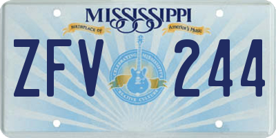 MS license plate ZFV244