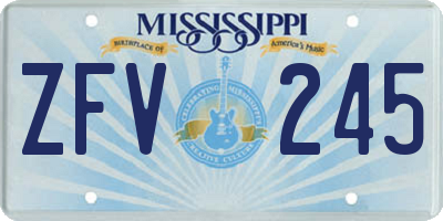 MS license plate ZFV245