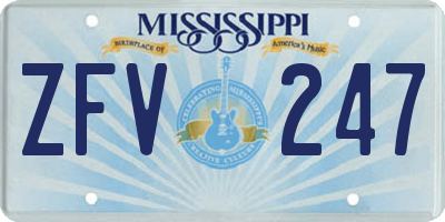 MS license plate ZFV247
