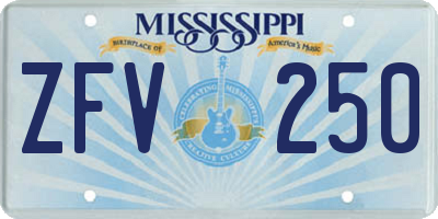 MS license plate ZFV250