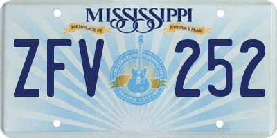 MS license plate ZFV252