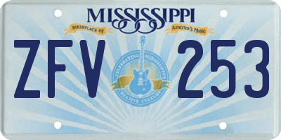 MS license plate ZFV253